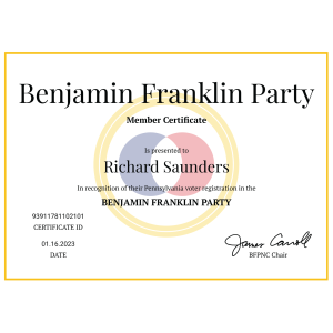 Franklin Party Membership Certificate (Free)