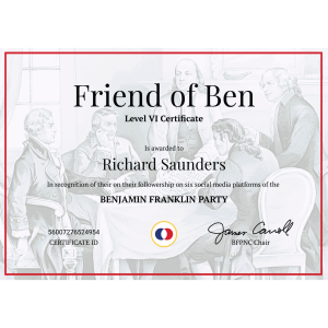 Friend of Ben Certificate (Free)