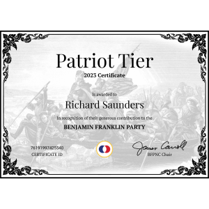 Franklin Party Volunteer Certificate (Free)